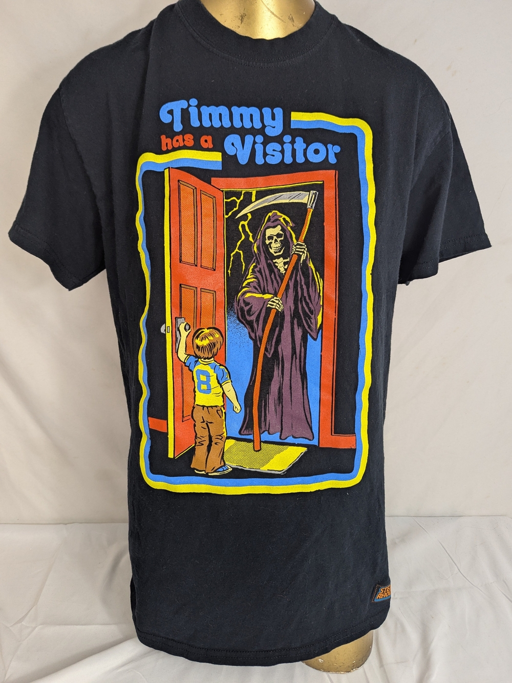 Timmy Has a Visitor Steven Rhodes Dark Humor Black Tee Medium